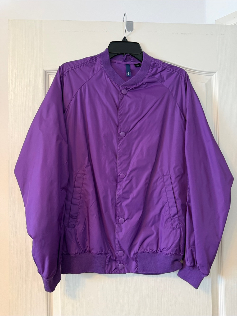 Divided Purple Snap-Button Bomber Jacket